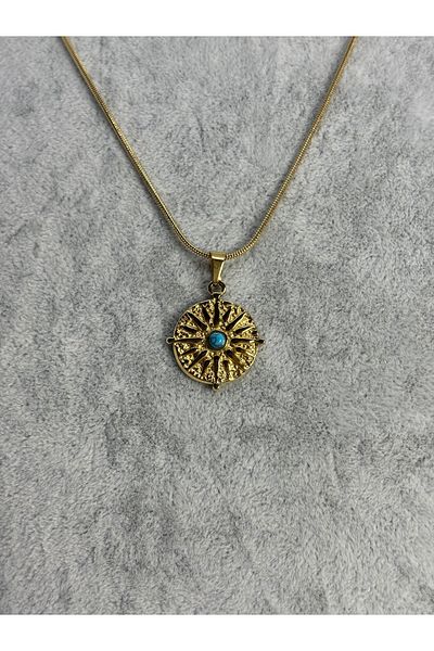 Uzak Işıklar Jewelled Sun Steel Necklace