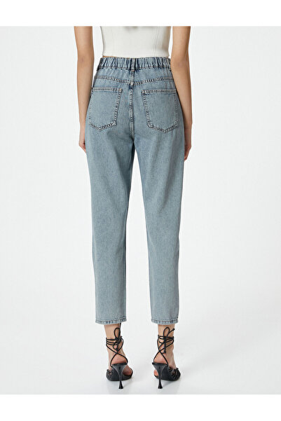 Koton Elastický pas Mom Fit Jeans Bavlněná kapsa uvolněného střihu - Mom Jeans