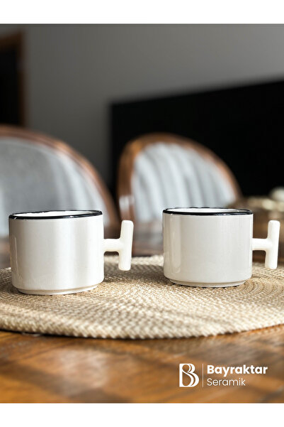 Bayraktar Seramik Pack of 2 Patterned Coffee Cups 175 ml