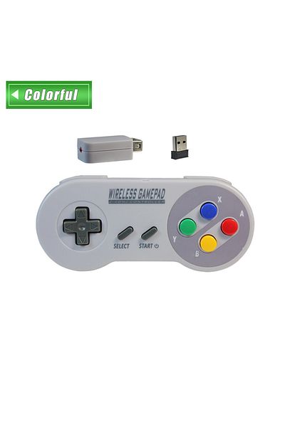 Choice وحدة تحكم ألعاب لاسلكية ملونة جديدة بتردد 2.4 جيجاهرتز لجهاز Super Nintedn NES & SNES Classic Mini Wireless C