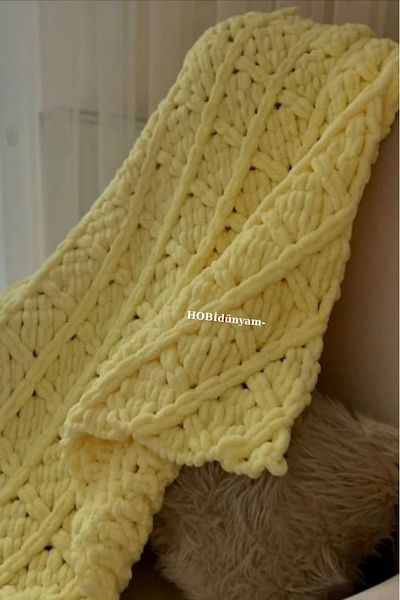 Alize Baklava Pattern Knitted Baby Blanket 90/90