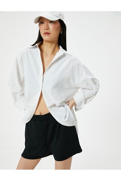 Koton Elastic Waist Shorts Mini Viscose Blended