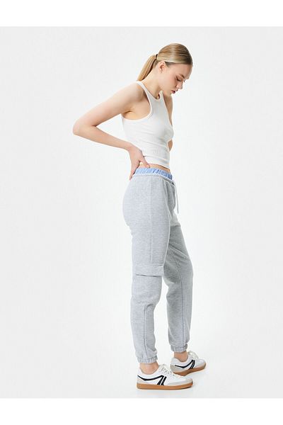 Koton Jogger Cargo Sweatpants with Double Waist Detail and Color Contrast