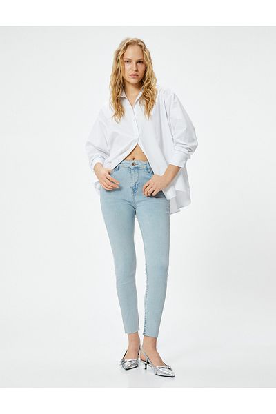Koton Slim-Fit-Jeans aus Baumwolle mit hoher Taille und dehnbaren Taschen – Carmen Skinny Jeans