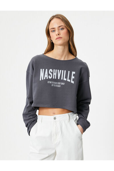 Koton Crop mikina z bavlny s dlouhým rukávem