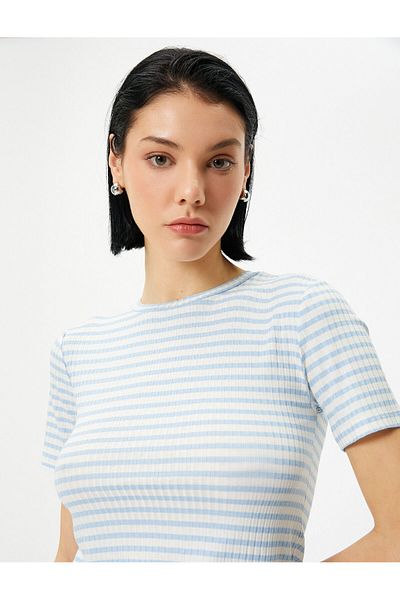 Koton Tricou de bază cu mânecă scurtă decolteu cu nervuri