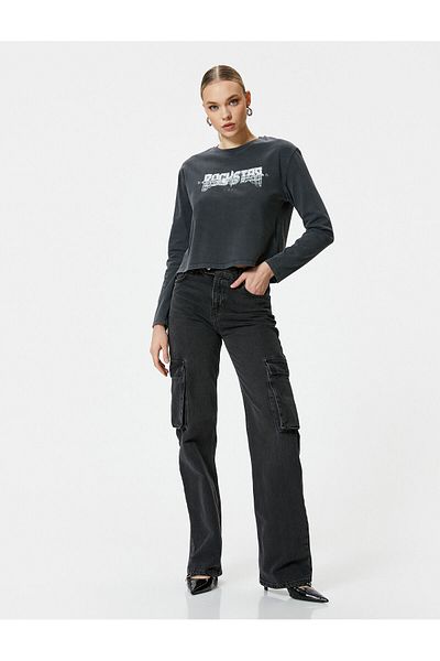 Koton Printed T-Shirt Crew Neck Long Sleeve