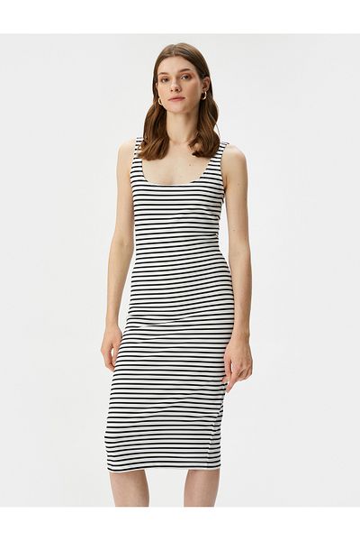 Koton Μίντι Φόρεμα Strappy U γιακά