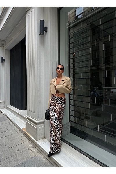 runwayin Fusta lungă cu model leopard de damă
