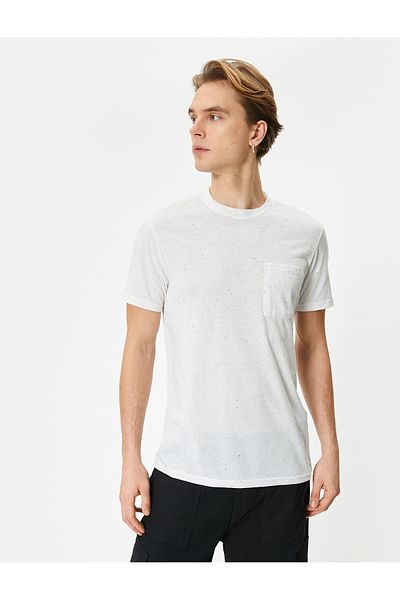 Koton Λιωμένο T-Shirt Slim Fit Pocket Λεπτομερές κοντό μανίκι με λαιμόκοψη