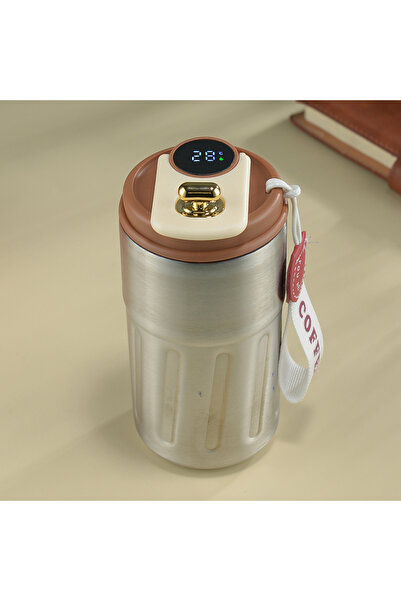 Livava ترمس فولاذي بطبقة مزدوجة مع شاشة رقمية، فضي، 16×9،