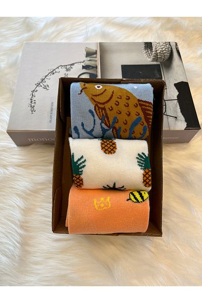 fethi mekik Cheerful Cotton Seamless Toe Cap Perfume Socks with Colorful Pattern
