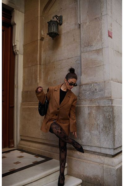 FMN Moda Suede Nubuck Fabric Three Button Loose Cut Medium Length Sewing Detail Pinterest Brand Equivalent Blazer Jacket