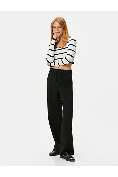 Koton Crop Knitwear Sweater U-Neck Ribbed