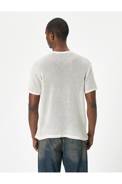 Koton Ajurlu Tişört Bisiklet Yaka Kısa Kollu