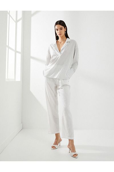 Koton V-Neck Viscose Long Sleeve Blouse