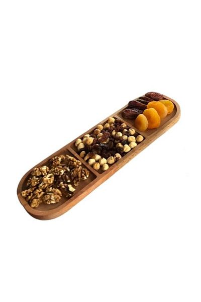 AR&MA WOOD 3 Compartment Bowl Snack Bowl - Wooden Plate, Breakfast Bowl