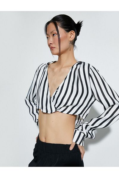 Koton Μπλούζα με κουκούλα Crop V-Neck