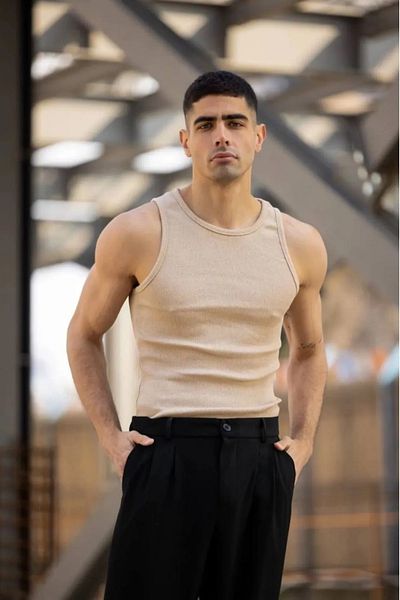 gamaro Men's Basic Corded Tank Top