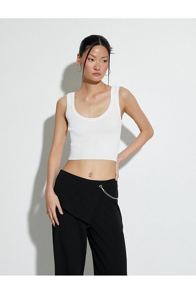 Koton Crop Atlete Curea groasă U-Gât cu nervuri