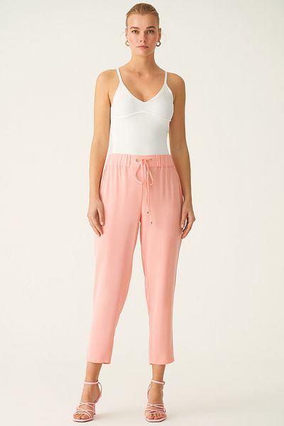 Perspective Niall Regular Fit Ankle Length Mid Waist Pink Color Women's Pants