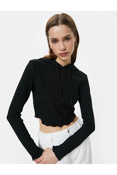 Koton Tricou cu glugă imprimat cu mânecă lungă