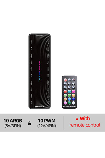 Choice 1to10 Bk control TEUCER 1 to 9 PWM & ARGB Hub Splitter 4 Pin PWM 3 Pin Addressable ARGB Adapter SATA