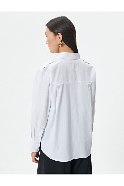 Koton Klasszikus poplin ing, hosszú ujjú gombos zseb, részletes pamut