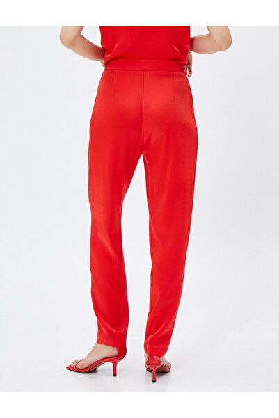 Koton Nervürlü Pantolon Düz Paça Yandan Fermuarlı