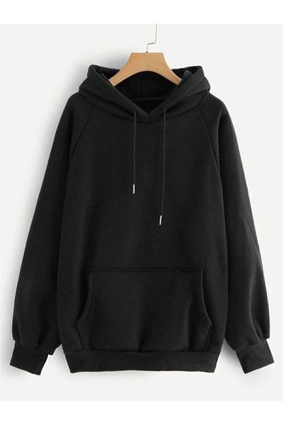 Moda Glo Hanorac unisex oversize negru - tăiere dreaptă