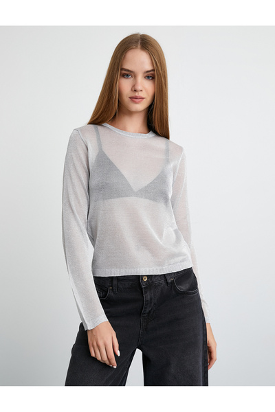 Koton Knitwear Sweater Crew Neck Glitter μακρυμάνικο