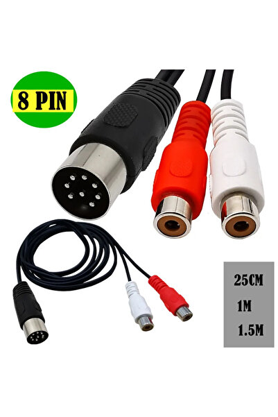 BSN 0.25M Din 8 Pin to 2RCA Cable 8Pin Din Male Plug to 2-RCA Female Audio Adapter Cable for Musical in