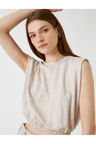 Koton Ärmellose, wattierte Crop-Bluse – elastische Taille