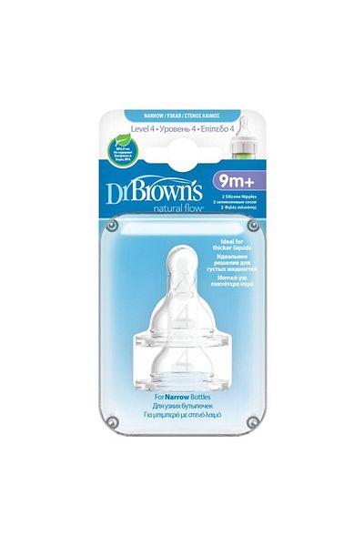 Dr.Brown's حلمة زجاجة Dr.brown's Options ذات الفم الضيق من المستوى الرابع مكونة من قطعتين (9 أشهر)
