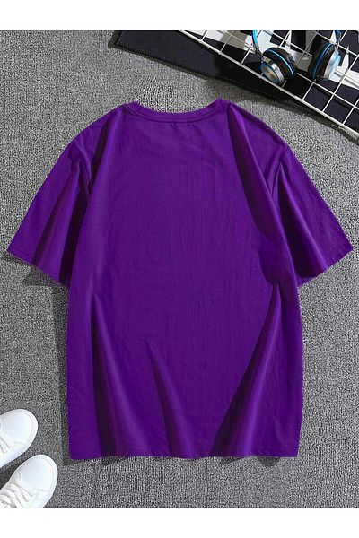Moda Glo Унисекс тениска California Malibu Beach Oversize с щампа в лилаво