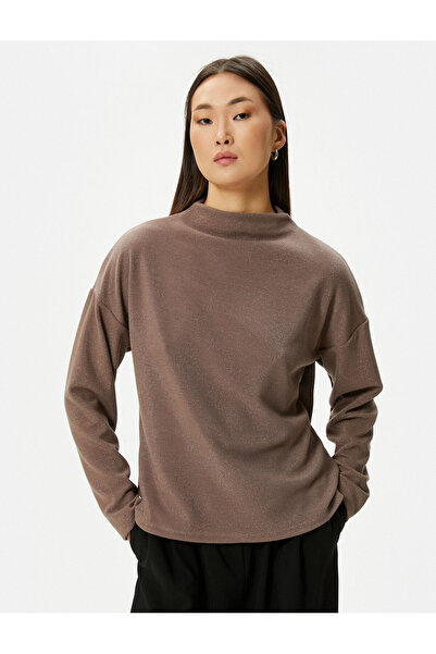 Koton Tričko s dlouhým rukávem Lurex s vysokým límcem