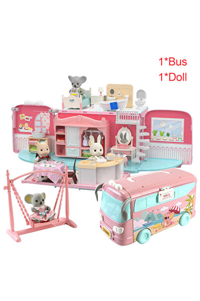 CONUSEA حافلة بيت الدمية كوالا يوميات فتاة تلعب منزل لعبة ديي جولة حافلة غرفة...