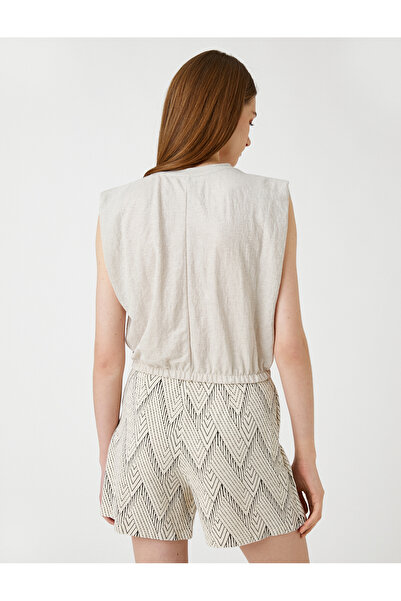 Koton Crop Blouse Padded Sleeveless Elastic Waist