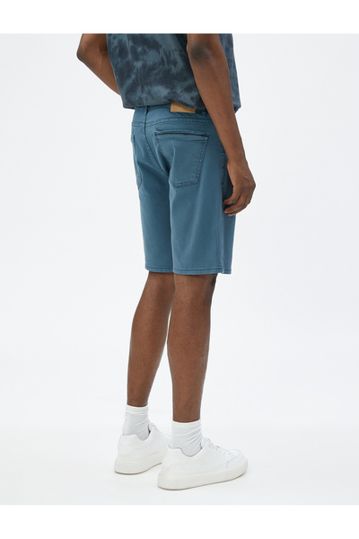 Koton Gabardin Bermuda Şort Cep Detaylı Düğmeli Pamuklu
