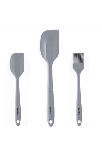 Tantitoni Grey Colored 3-Piece Silicone Spatula and Brush Set (Elvin Home Concept)