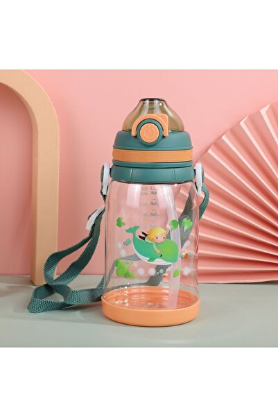 Livava زجاجة مياه بالينا مع حامل وقش، أخضر، 18×8