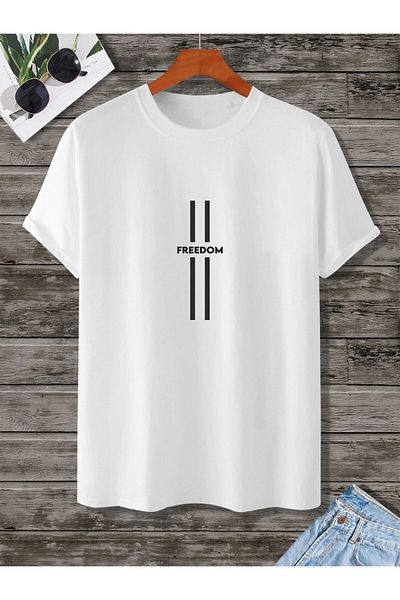 Moda Glo Tricou unisex Freedom White Oversize imprimat