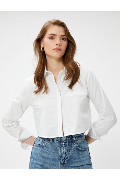 Koton Detailní bavlněná košile Crop Pocket