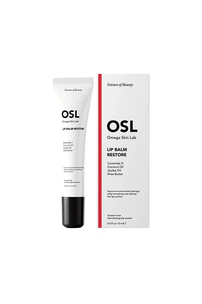OSL Omega Skin Lab Lippenbalsam für trockene, rissige und strapazierte Lippen - Parabenfrei, dermatologisch getestet,