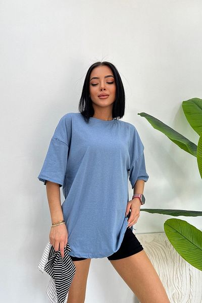 Moda Glo Μπλουζάκι Unisex Cotton Crew Neck Boyfriend Knitted Oversize