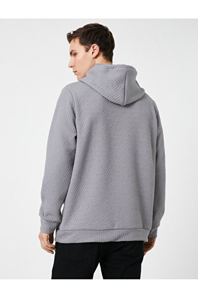 Koton Textured Hooded Sweatshirt with Pocket Detail