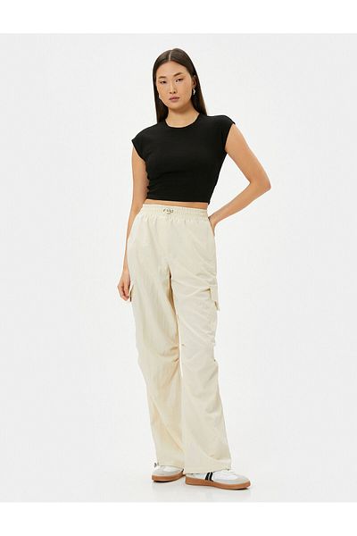 Koton Parachute Pants with Cargo Pocket, Elastic Waist and Stopper