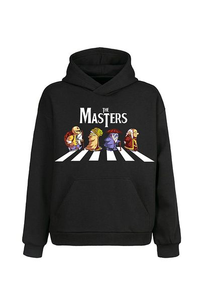 Moda Glo Unisex Μαύρο Φούτερ με στάμπα καγκουρό - με τσέπες, 3 κλωστές