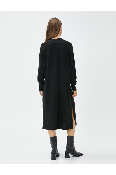Koton Midi Triko Elbise Dik Yaka Uzun Kollu