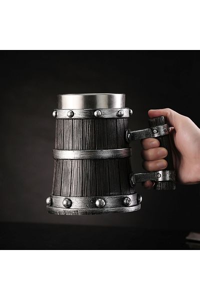 Choice Orijinal Viking Drinkware Alman Büyük Ahşap Botella de agua Paslanmaz Çelik Fıçı Kahve Kupası ...